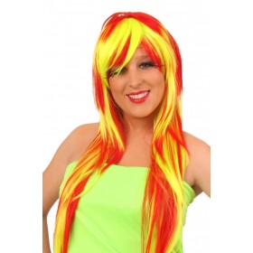 PXP 20324 SALE pruik oranje half lang oranje/rood fluor NU: 9,95